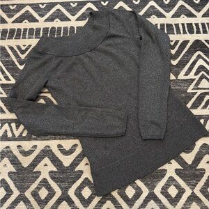 White House Black Market Metallic Gray Sweater | Boat Neck